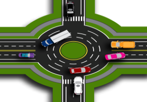 Cars Driving Around Roundabouts