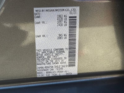 2025 Nissan Altima 2.5 SV