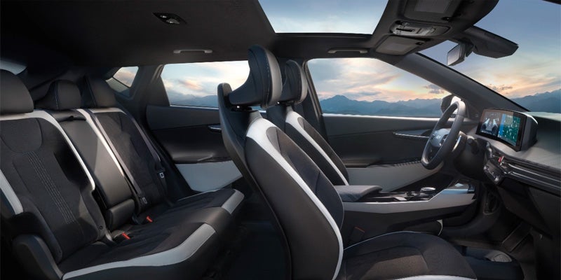 right hand side view of the front and backseats of the 2024 kia ev6
